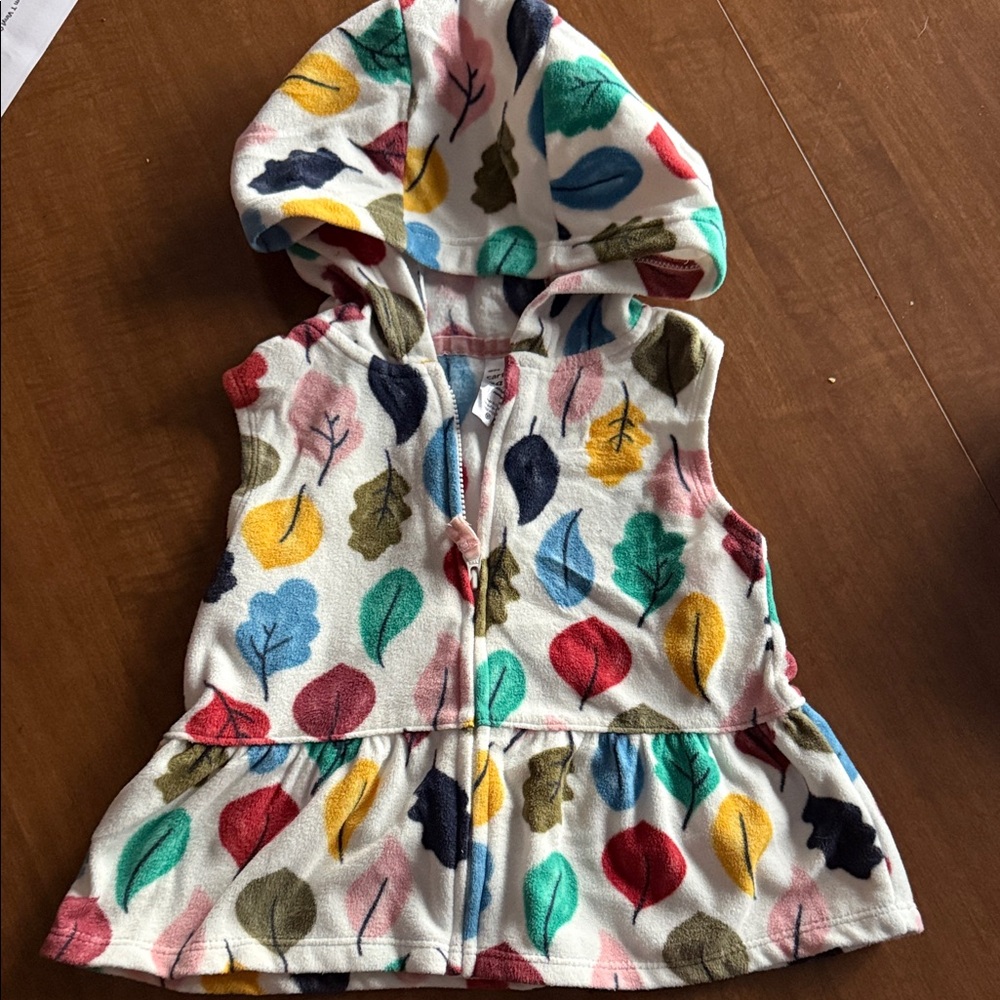 Carter's Multicolor Leaf Print Hooded Vest 18m